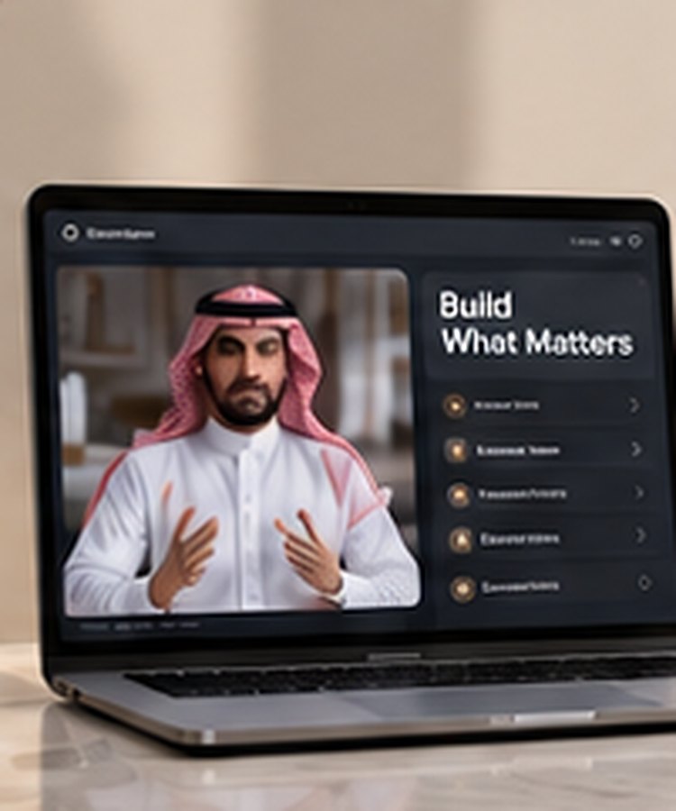 Laptop playing an online course